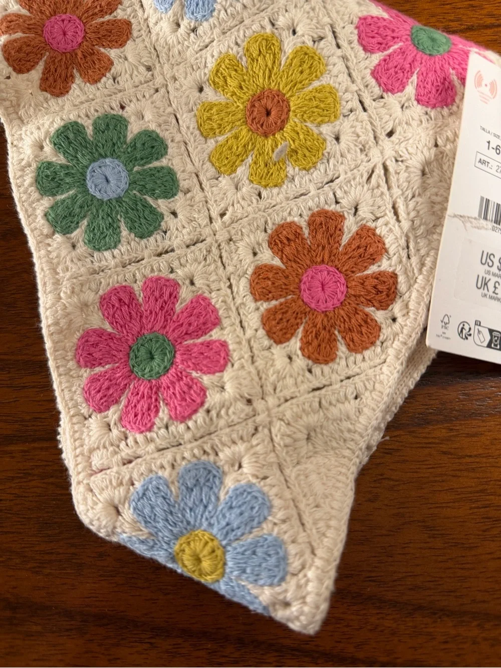 Zara Kids Crochet Flower Bandana NWT